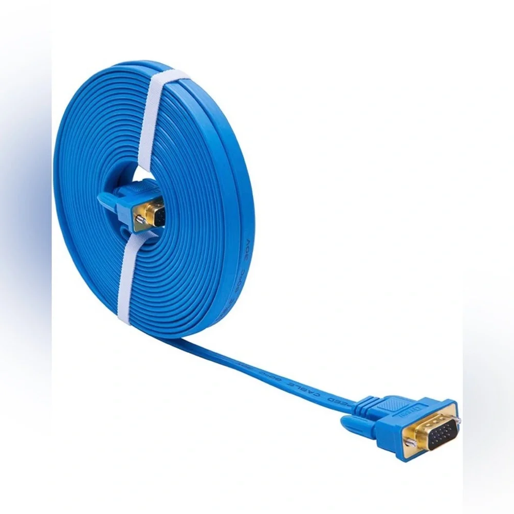 DTECH 65ft Extra Long VGA Cable Male to Male 15 Pin Connector Flat SVGA Cord